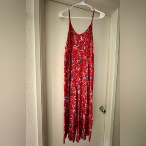 Francesca's Collections Red Floral Jumpsuit